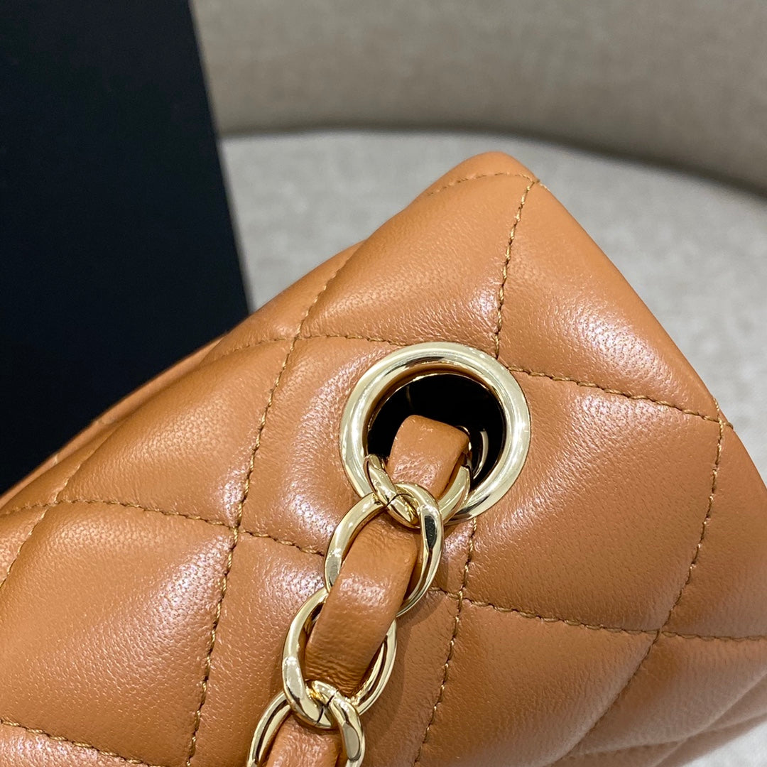CH  MINI CLASSIC HANDBAG 20 Lambskin Gold Brown