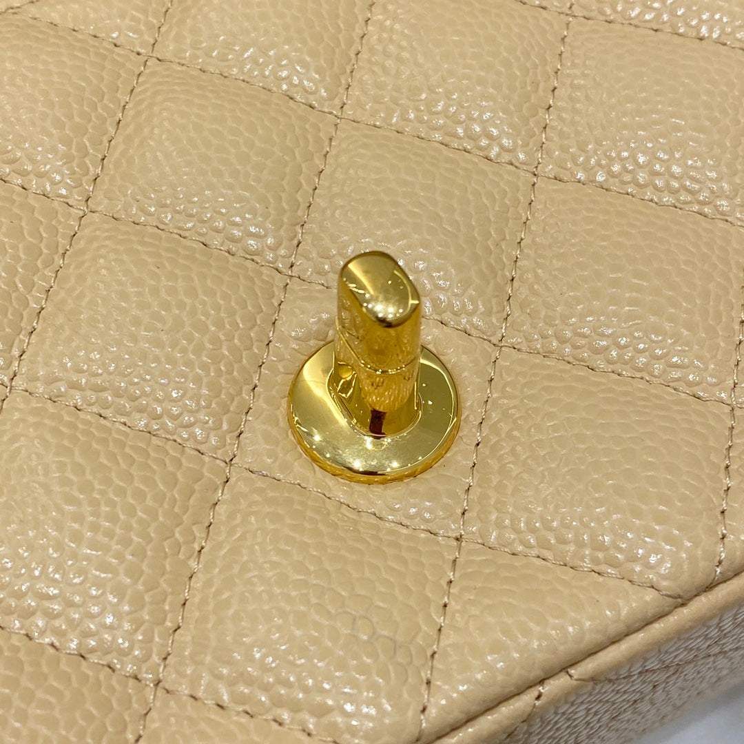 CH  MINI CLASSIC HANDBAG 20 Grained Calfskin Apricot