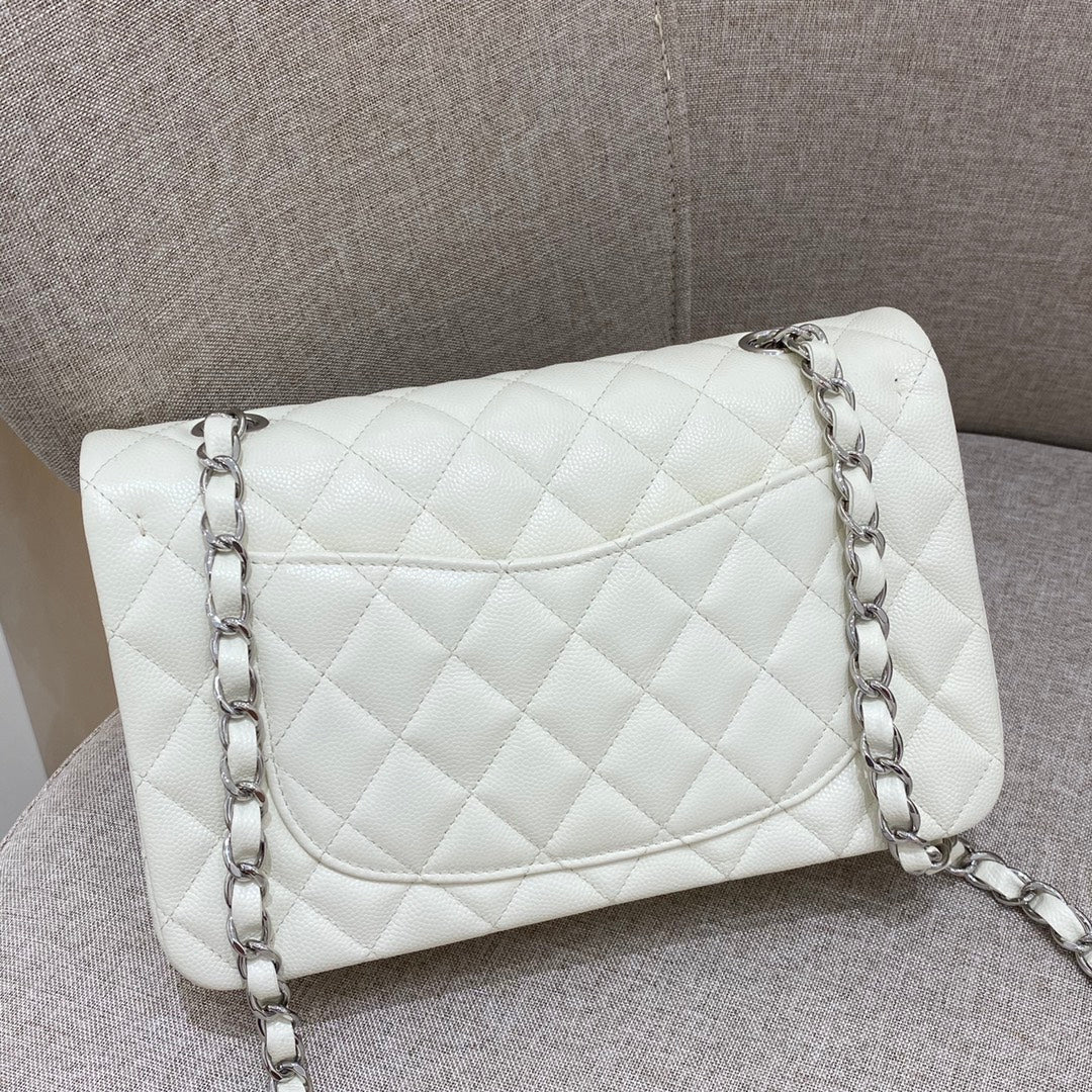 CH  SMALL CLASSIC HANDBAG 23 Small Grained Calfskin Ivory White