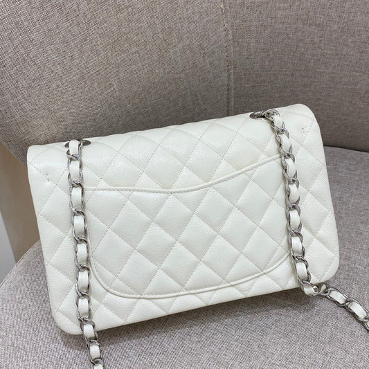 CH  SMALL CLASSIC HANDBAG 23 Small Grained Calfskin Ivory White