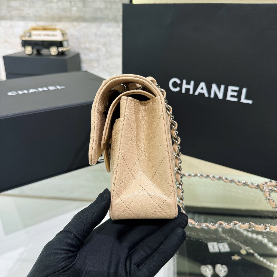 CH SMALL CLASSIC HANDBAG 23 Grained Calfskin Apricot