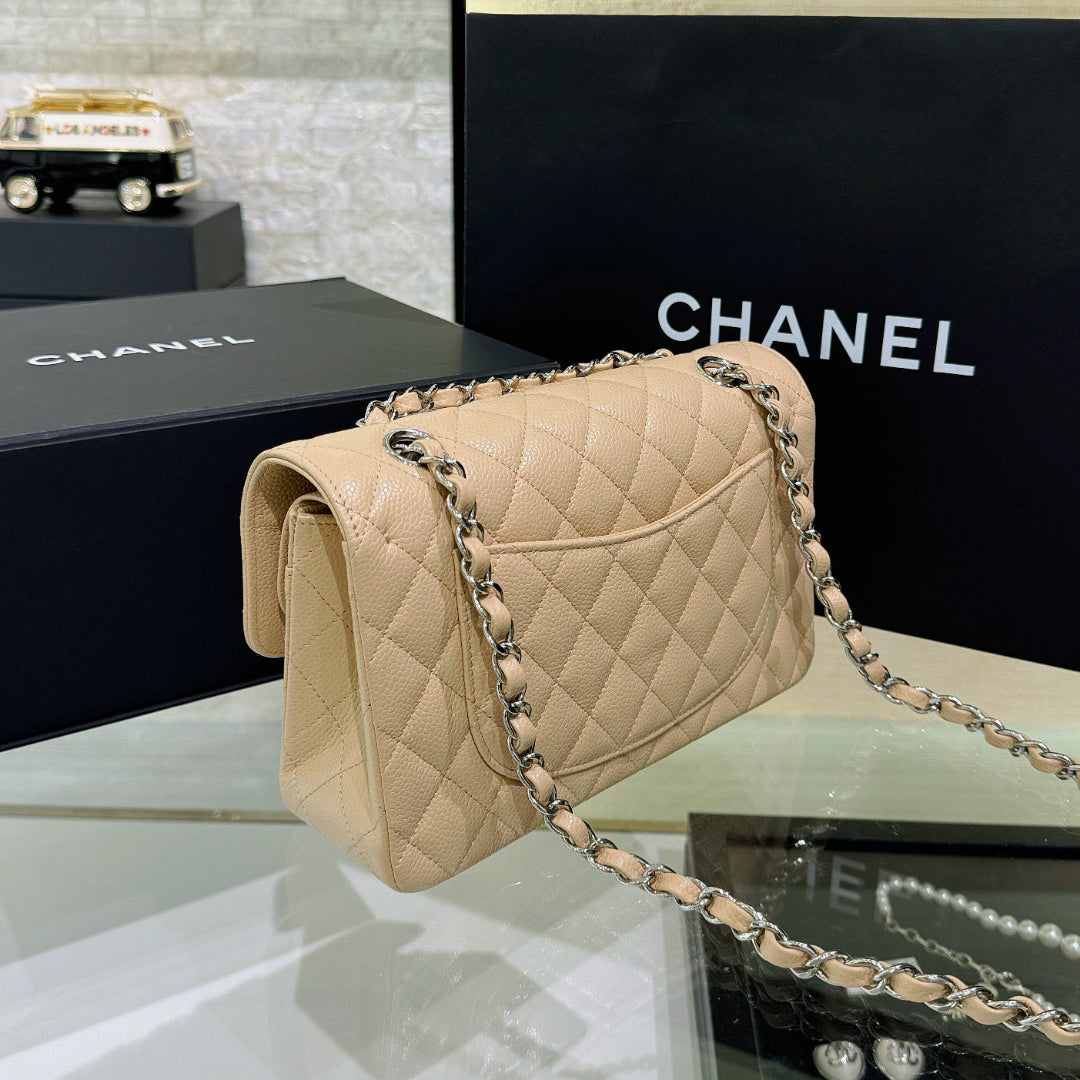 CH SMALL CLASSIC HANDBAG 23 Grained Calfskin Apricot