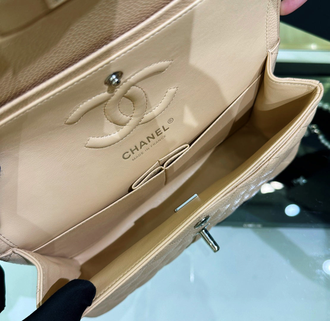 CH SMALL CLASSIC HANDBAG 23 Grained Calfskin Apricot