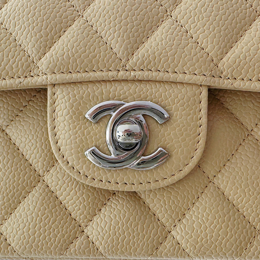 CH SMALL CLASSIC HANDBAG 23 Grained Calfskin Apricot