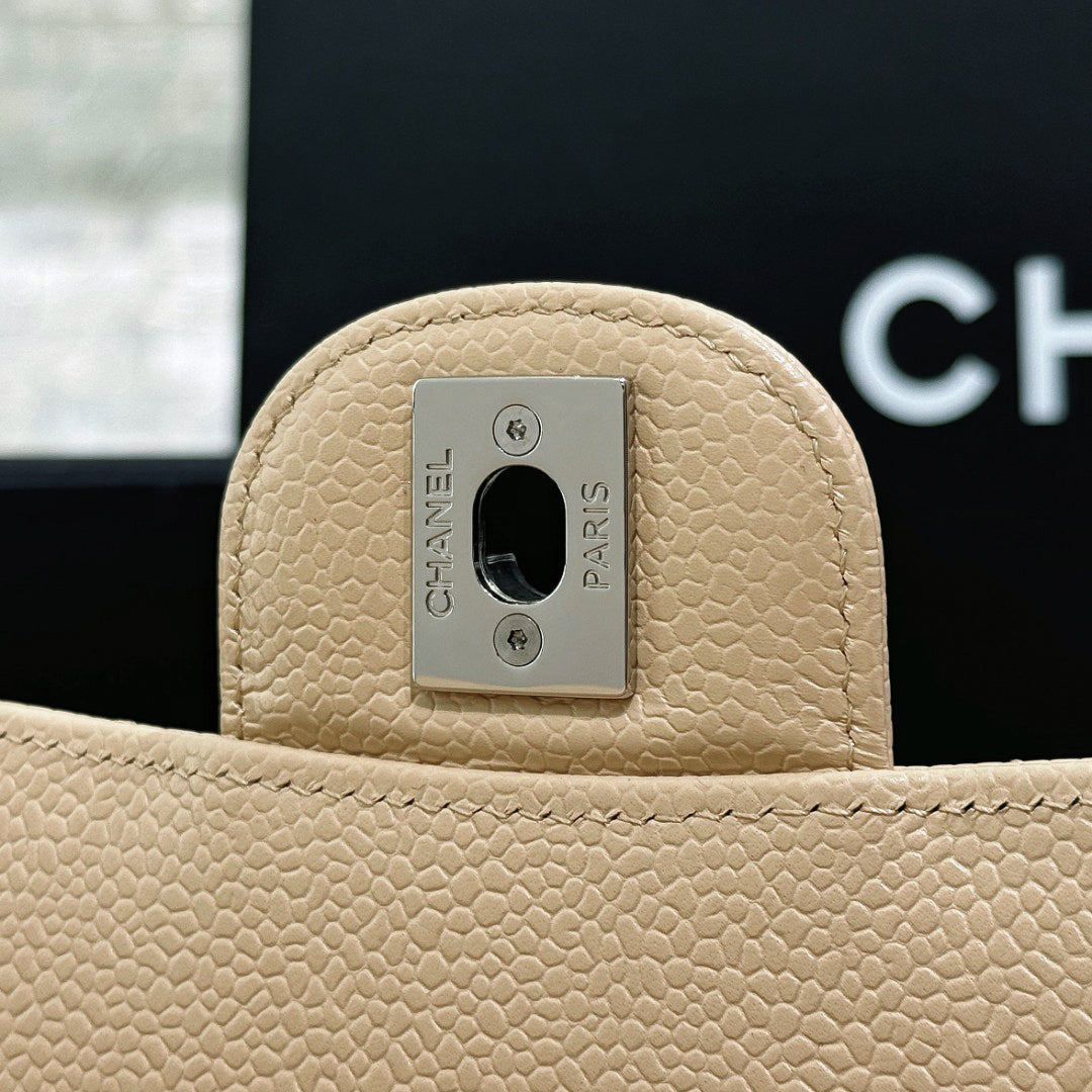 CH SMALL CLASSIC HANDBAG 23 Grained Calfskin Apricot