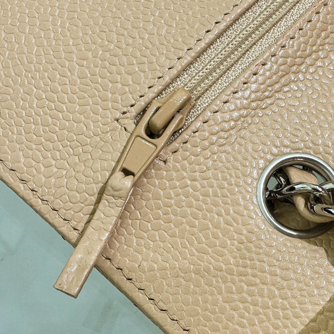 CH SMALL CLASSIC HANDBAG 23 Grained Calfskin Apricot