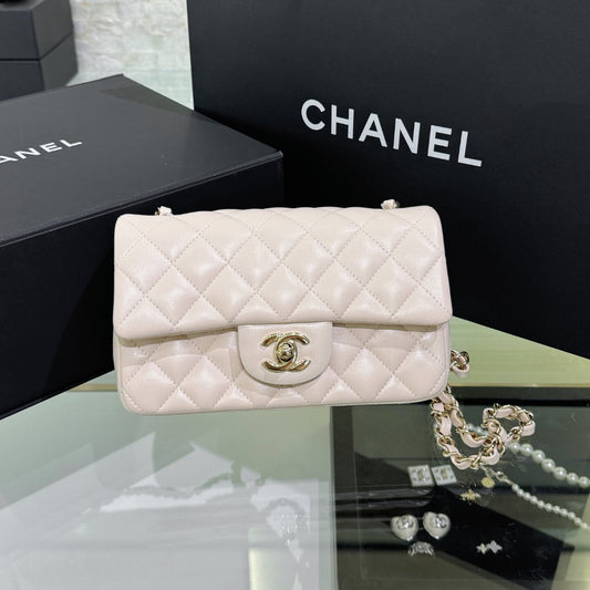 CH MINI CLASSIC HANDBAG 20 Lambskin Pink White