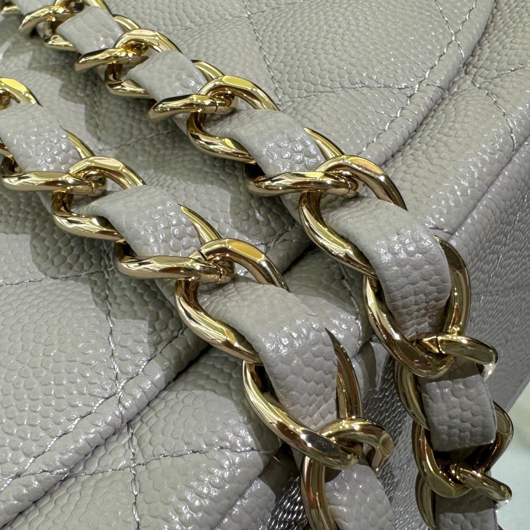 CH  MINI CLASSIC HANDBAG 20 Small Grained Calfskin Light Grey