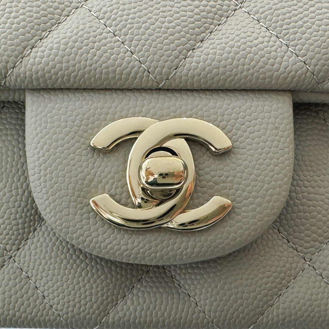 CH  MINI CLASSIC HANDBAG 20 Small Grained Calfskin Light Grey