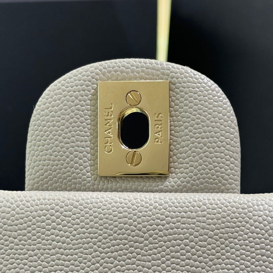 CH  MINI CLASSIC HANDBAG 20 Small Grained Calfskin Light Grey