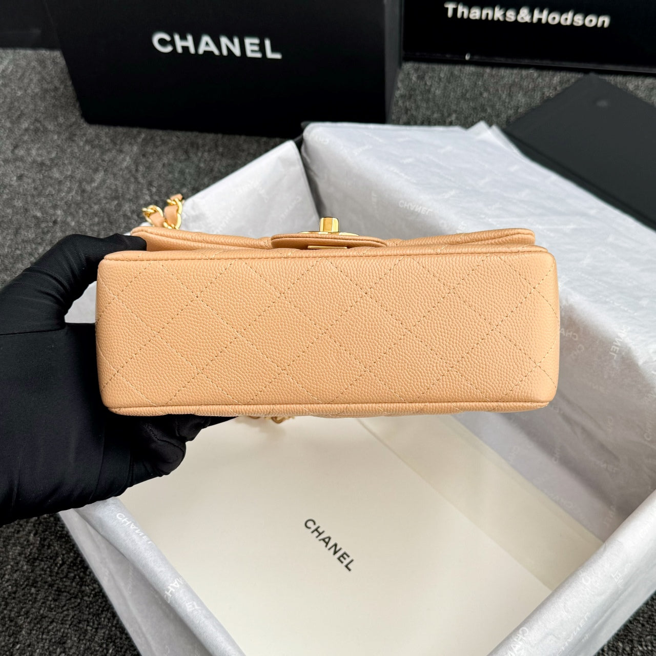 CH MINI CLASSIC HANDBAG 20 Small Grained Calfskin Light Teas