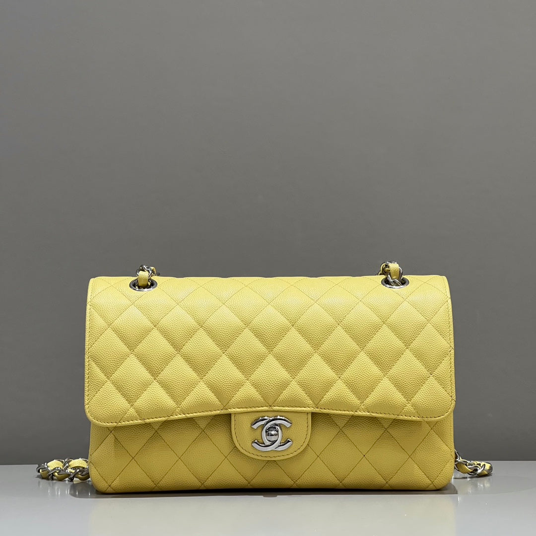 CH  CLASSIC 11.12 HANDBAG 25.5 Small Grained Calfskin Yellow