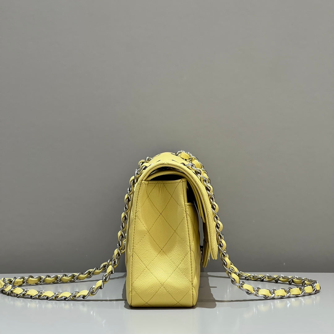 CH  CLASSIC 11.12 HANDBAG 25.5 Small Grained Calfskin Yellow