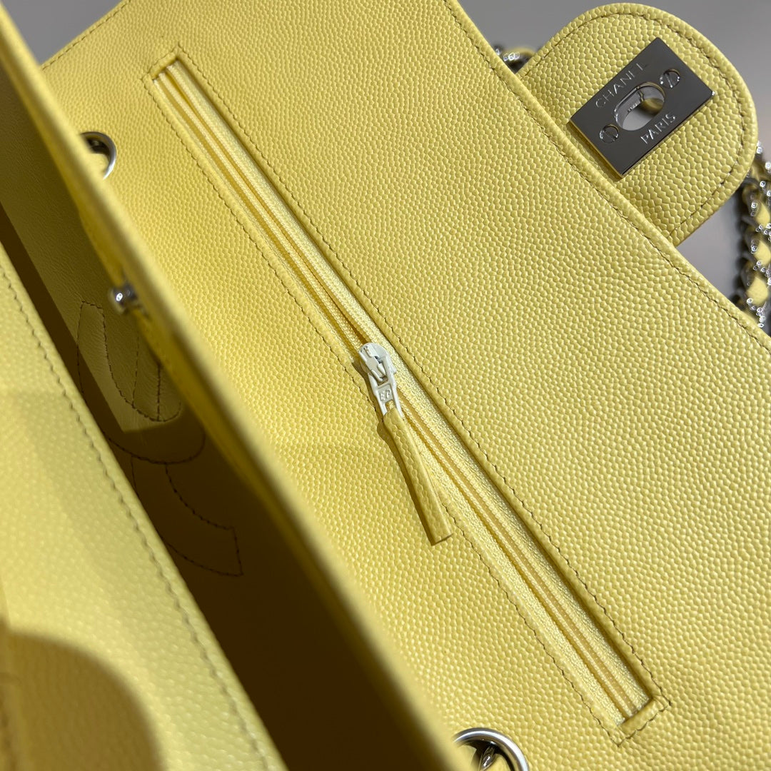 CH  CLASSIC 11.12 HANDBAG 25.5 Small Grained Calfskin Yellow