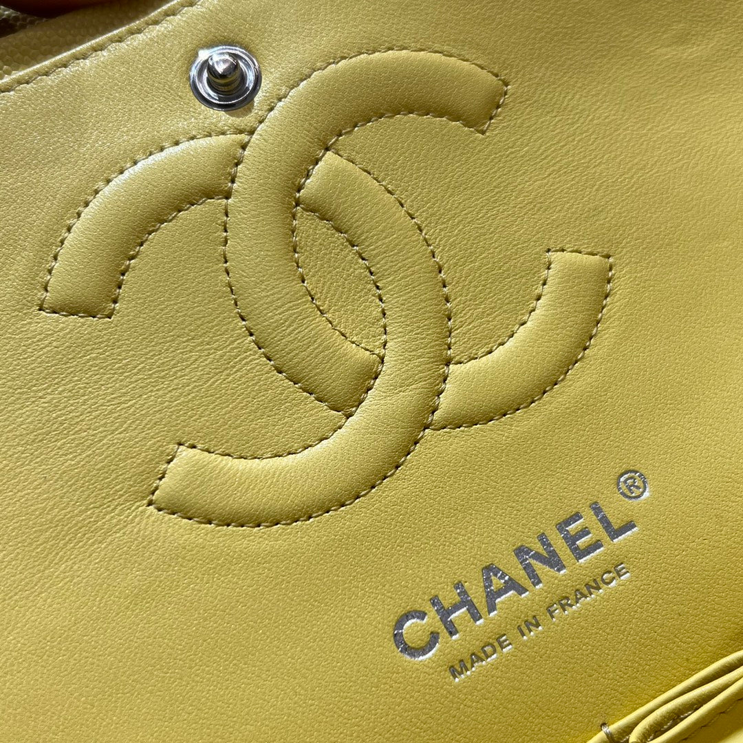 CH  CLASSIC 11.12 HANDBAG 25.5 Small Grained Calfskin Yellow