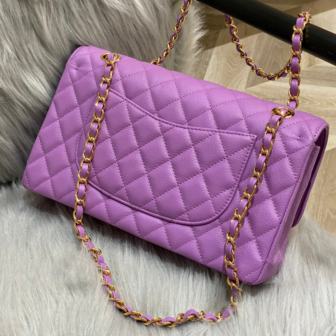 CH CLASSIC 11.12 HANDBAG 25.5 Small Grained Calfskin Taro Purple