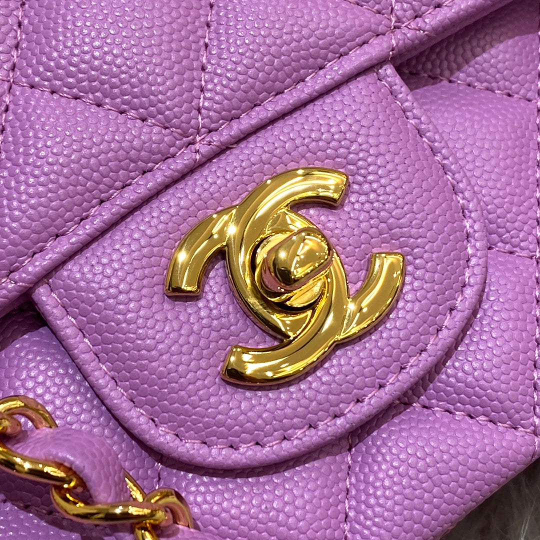 CH CLASSIC 11.12 HANDBAG 25.5 Small Grained Calfskin Taro Purple