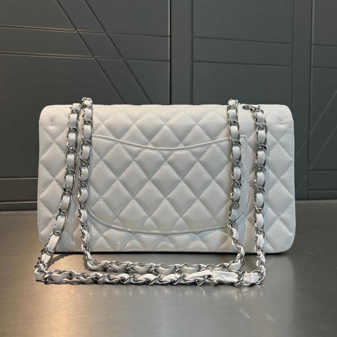 CH CLASSIC 11.12 HANDBAG 25.5 Small Grained Calfskin White