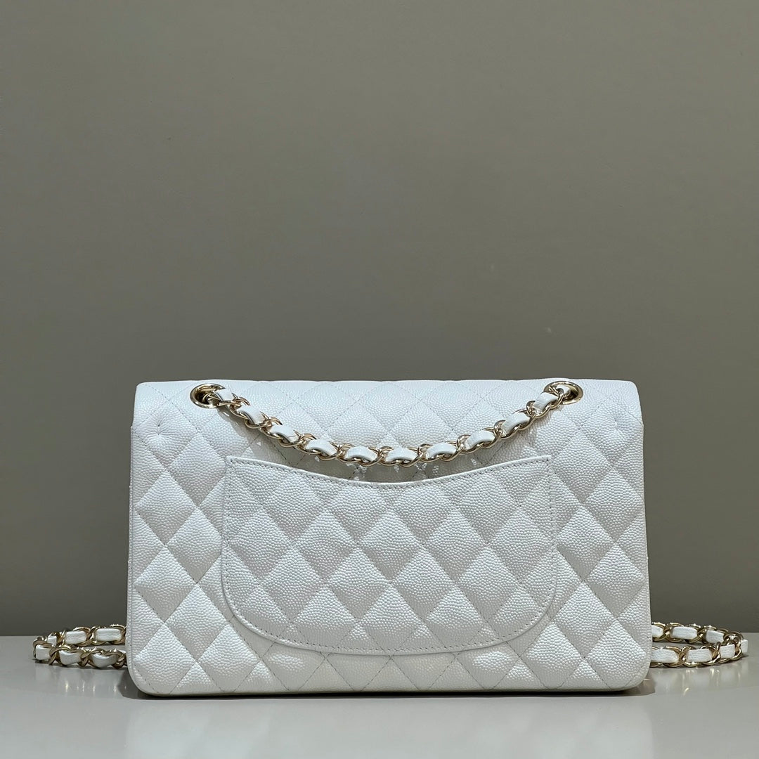 CH CLASSIC 11.12 HANDBAG 25.5 Small Grained Calfskin White