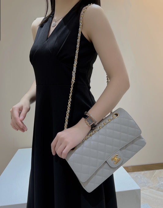 CH CLASSIC 11.12 HANDBAG 25.5 Small Grained Calfskin Elephant Gray