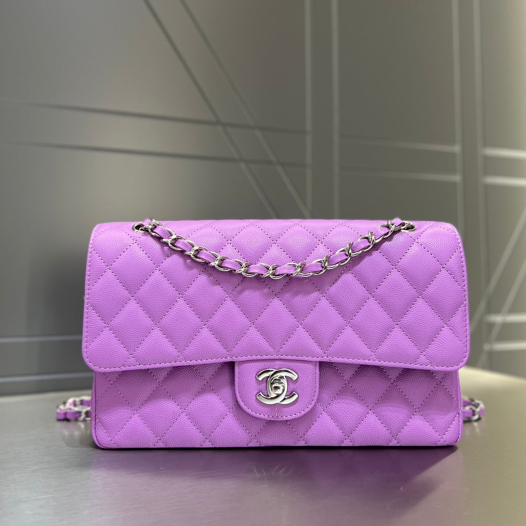 CH CLASSIC 11.12 HANDBAG 25.5 Small Grained Calfskin Taro Purple
