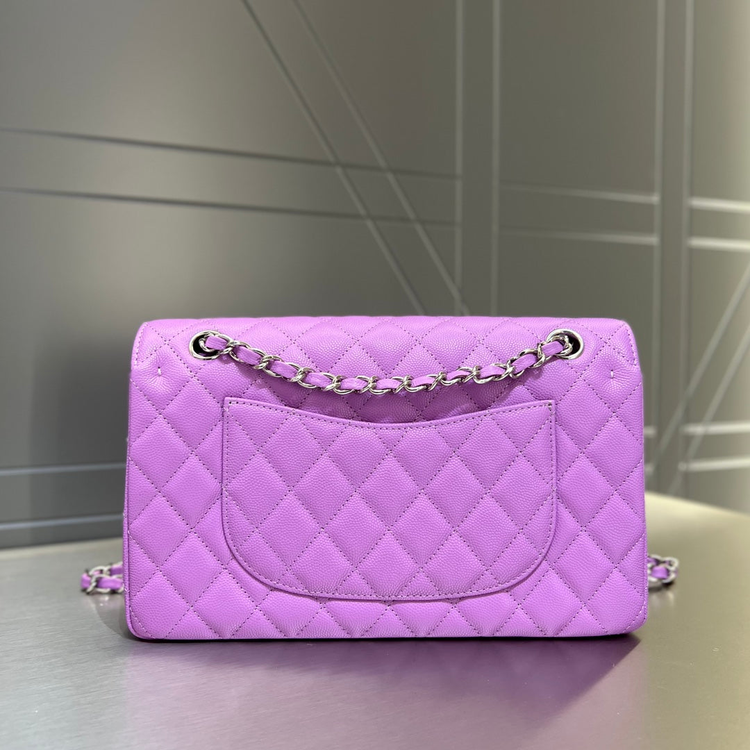 CH CLASSIC 11.12 HANDBAG 25.5 Small Grained Calfskin Taro Purple