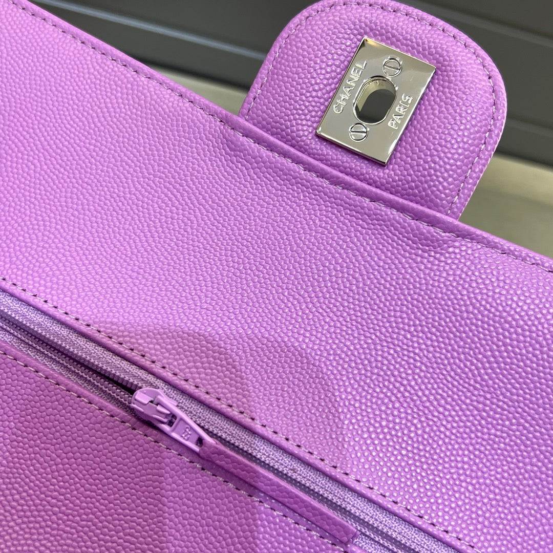 CH CLASSIC 11.12 HANDBAG 25.5 Small Grained Calfskin Taro Purple