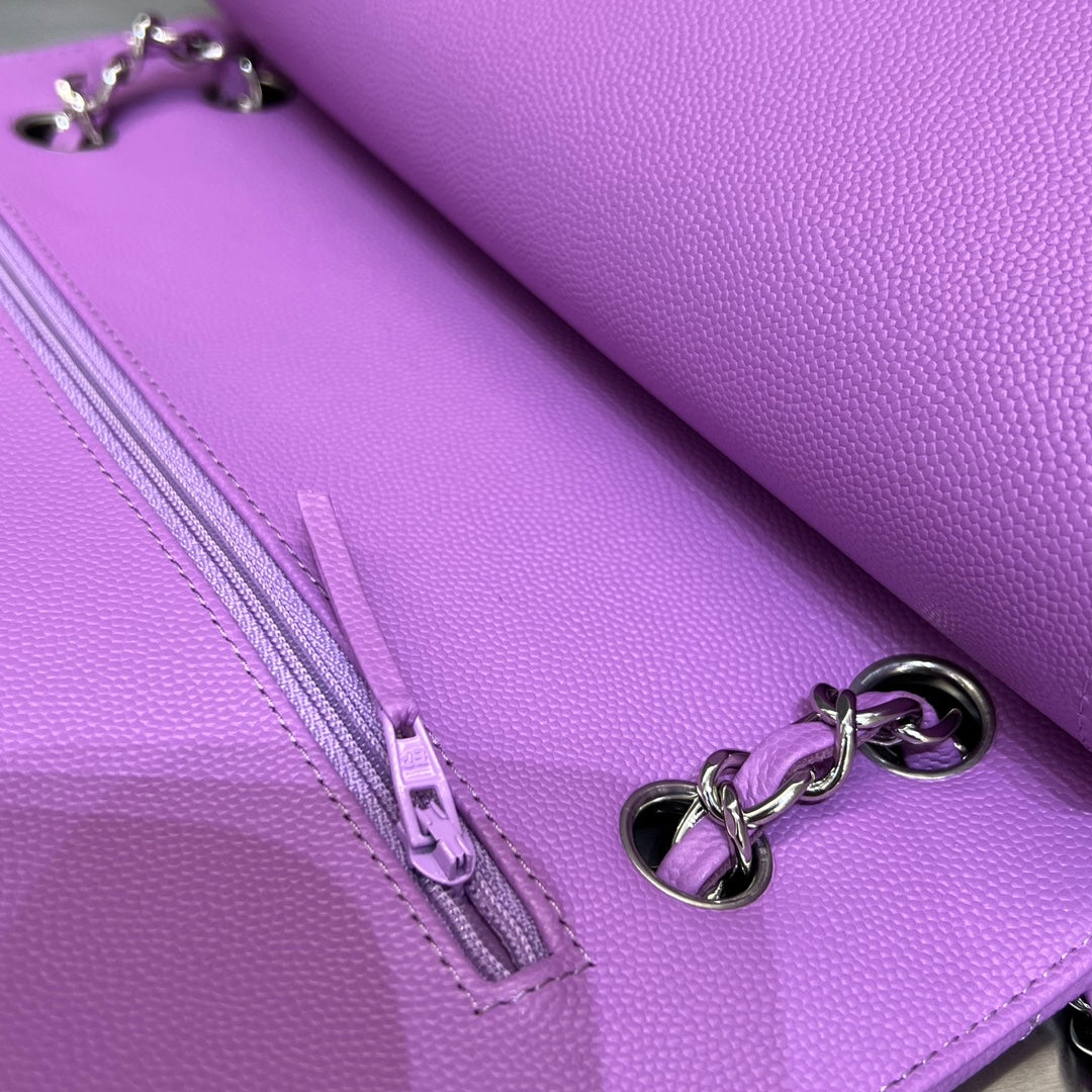 CH CLASSIC 11.12 HANDBAG 25.5 Small Grained Calfskin Taro Purple