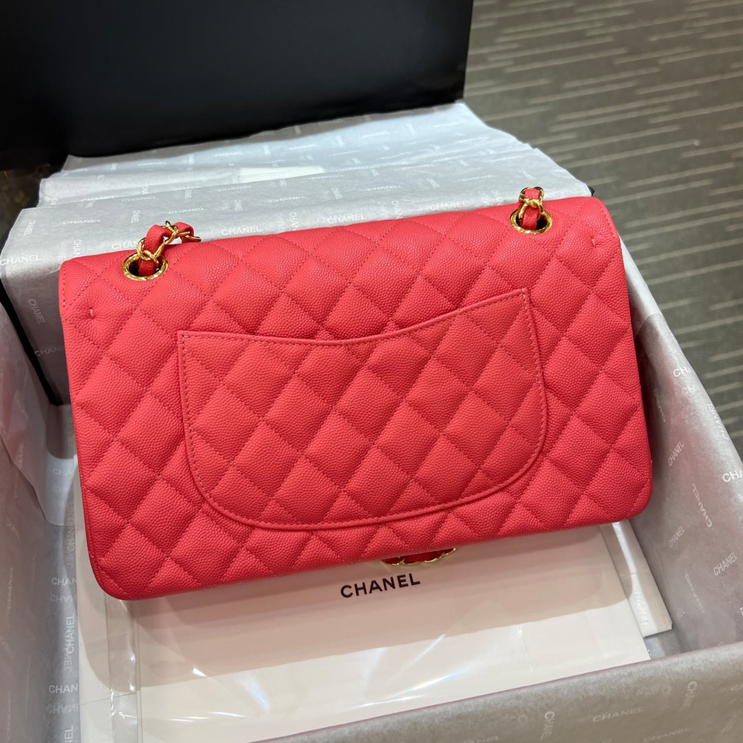 CH CLASSIC 11.12 HANDBAG 25.5 Small Grained Calfskin  Orange