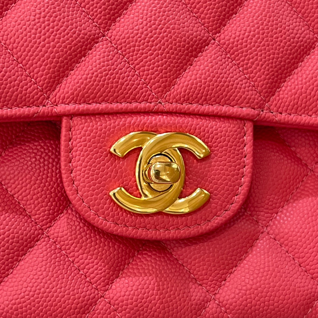 CH CLASSIC 11.12 HANDBAG 25.5 Small Grained Calfskin  Orange