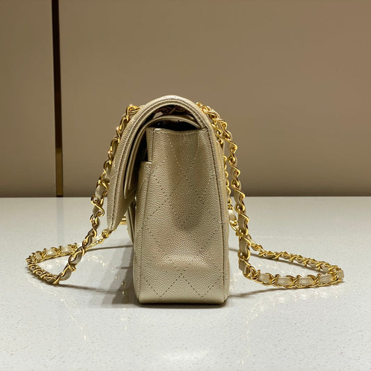 CH CLASSIC 11.12 HANDBAG 25.5 Small Grained Calfskin  Champagne Gold