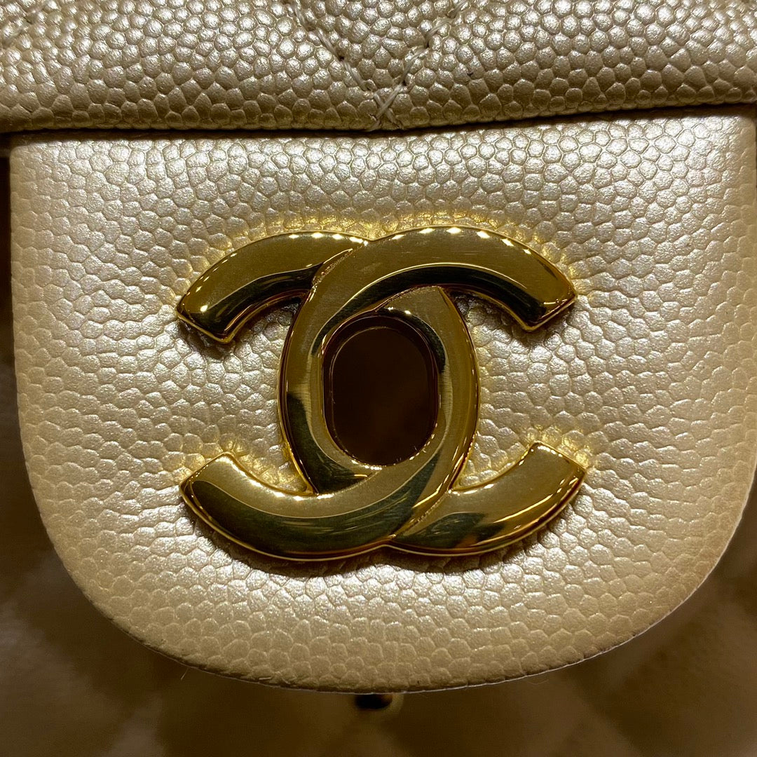 CH CLASSIC 11.12 HANDBAG 25.5 Small Grained Calfskin  Champagne Gold