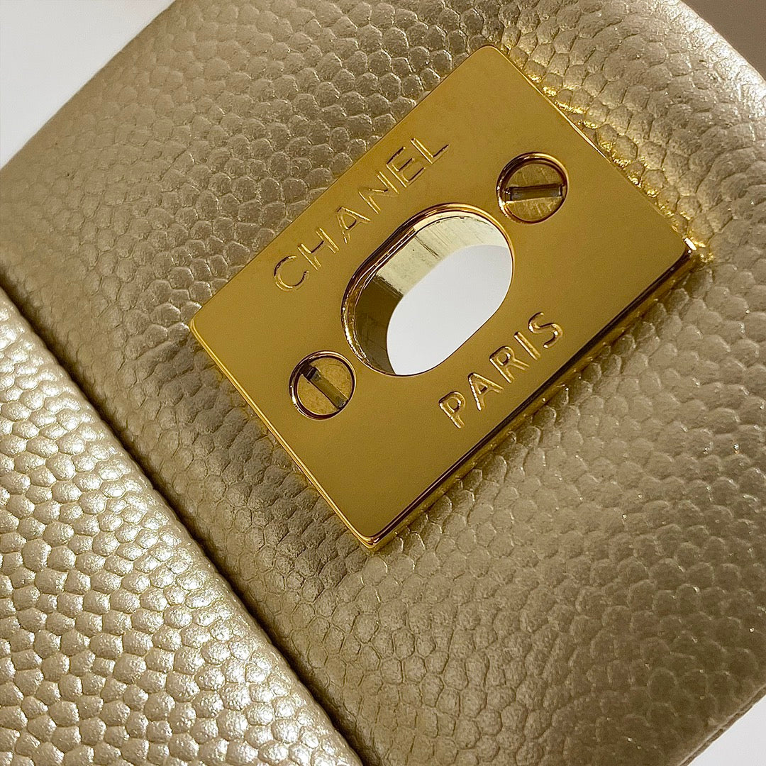 CH CLASSIC 11.12 HANDBAG 25.5 Small Grained Calfskin  Champagne Gold