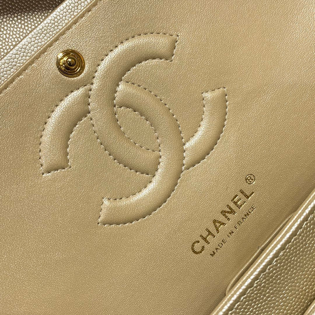 CH CLASSIC 11.12 HANDBAG 25.5 Small Grained Calfskin  Champagne Gold
