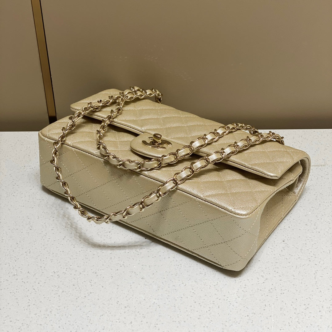 CH CLASSIC 11.12 HANDBAG 25.5 Small Grained Calfskin  Champagne Gold