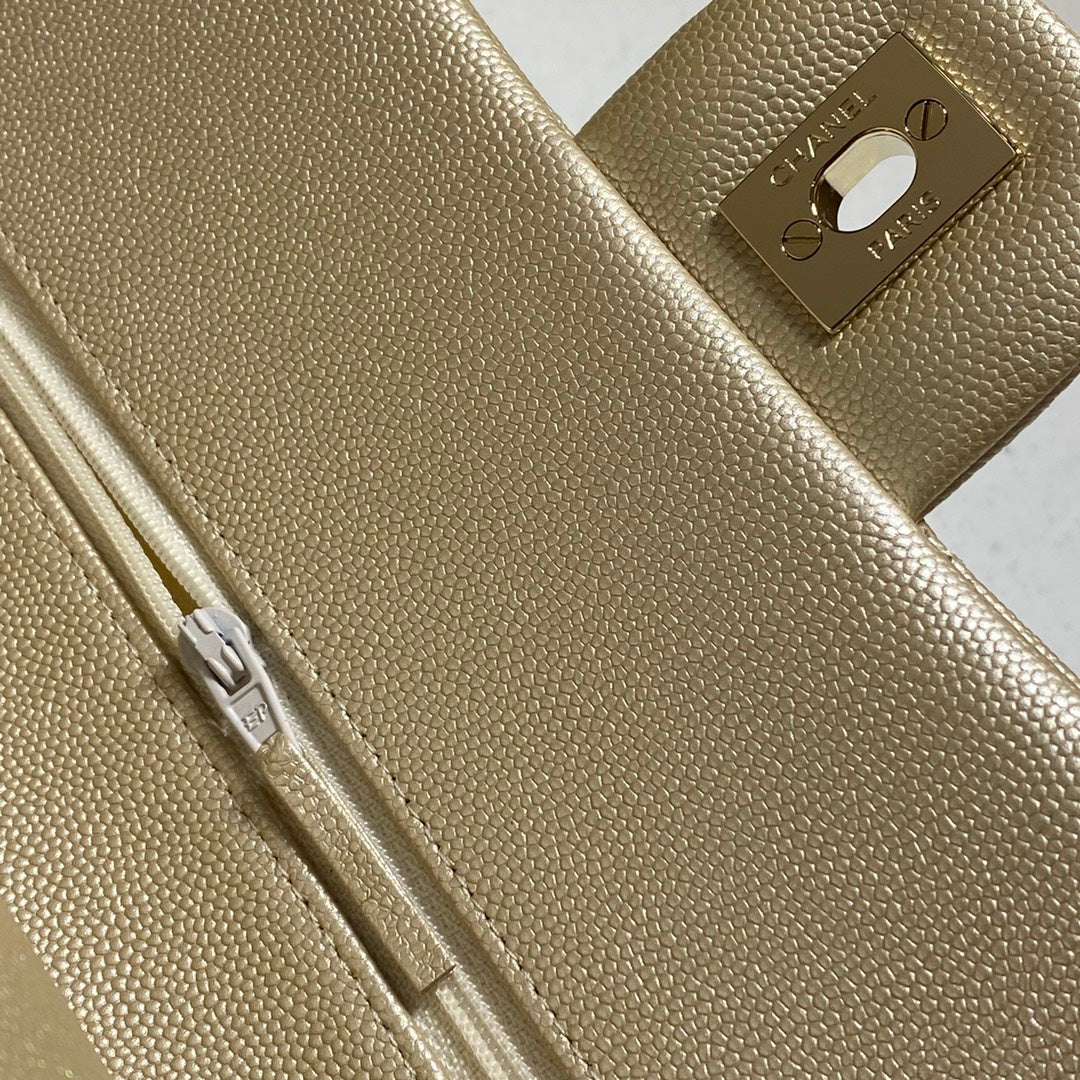 CH CLASSIC 11.12 HANDBAG 25.5 Small Grained Calfskin  Champagne Gold