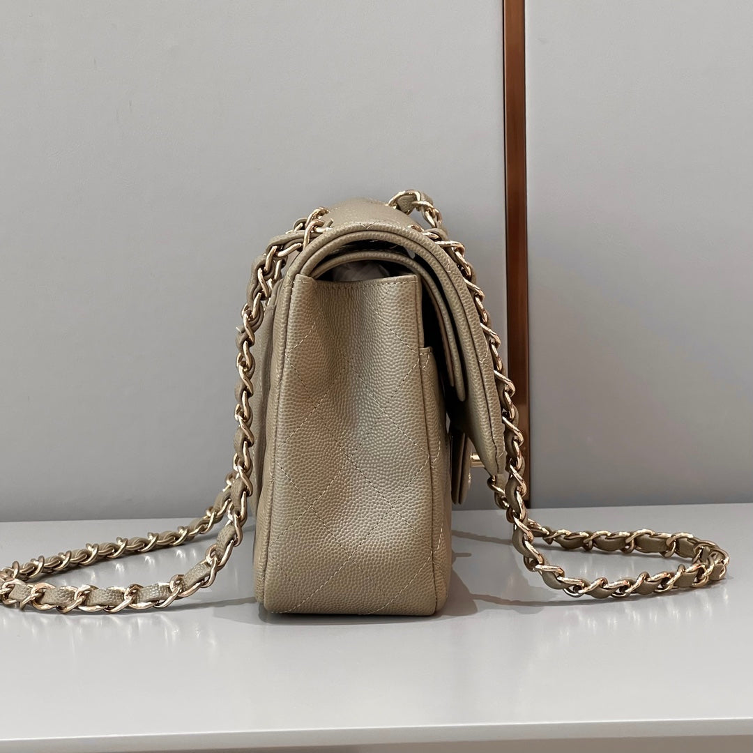 CH CLASSIC 11.12 HANDBAG 25.5 Small Grained Calfskin  Chai (Teas)