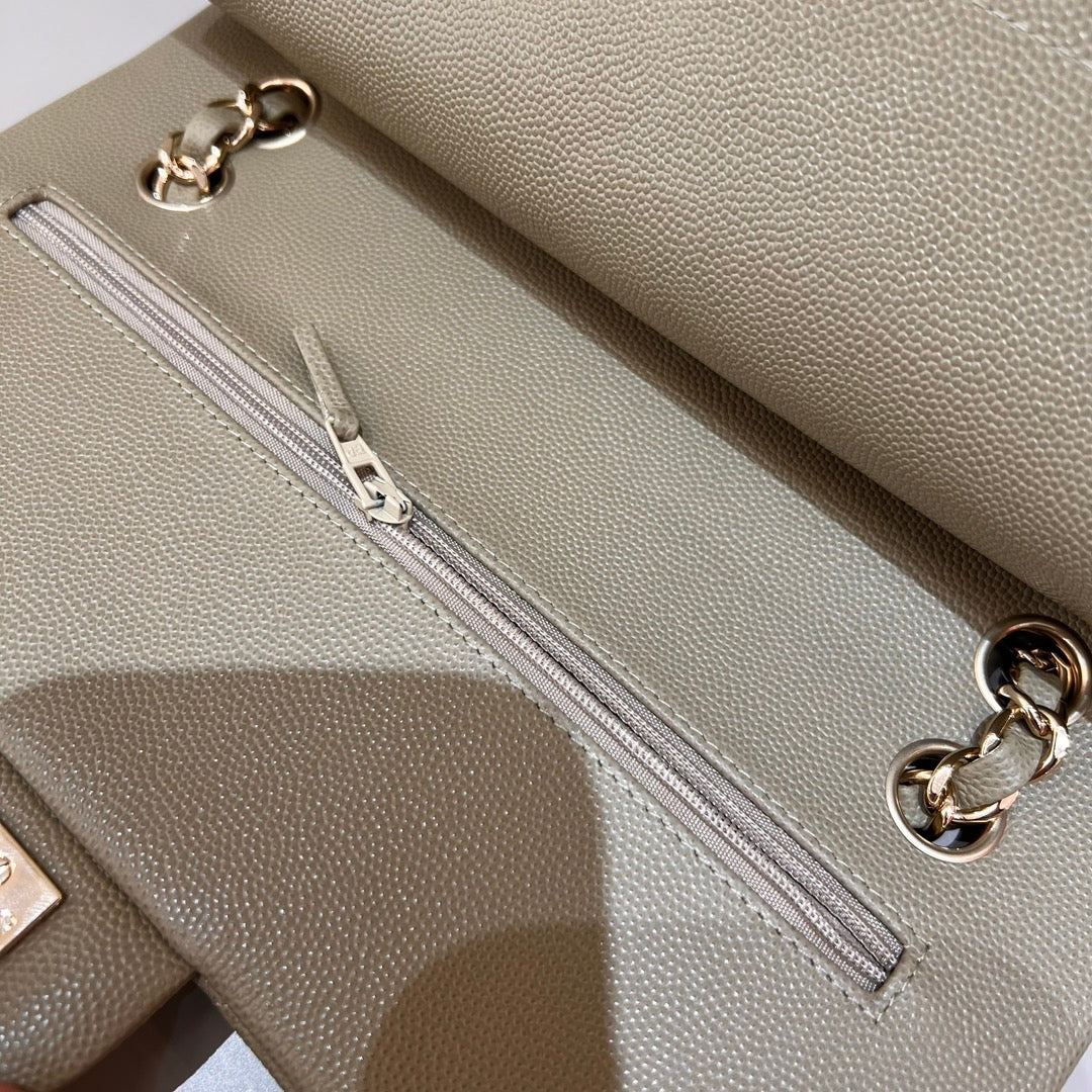 CH CLASSIC 11.12 HANDBAG 25.5 Small Grained Calfskin  Chai (Teas)