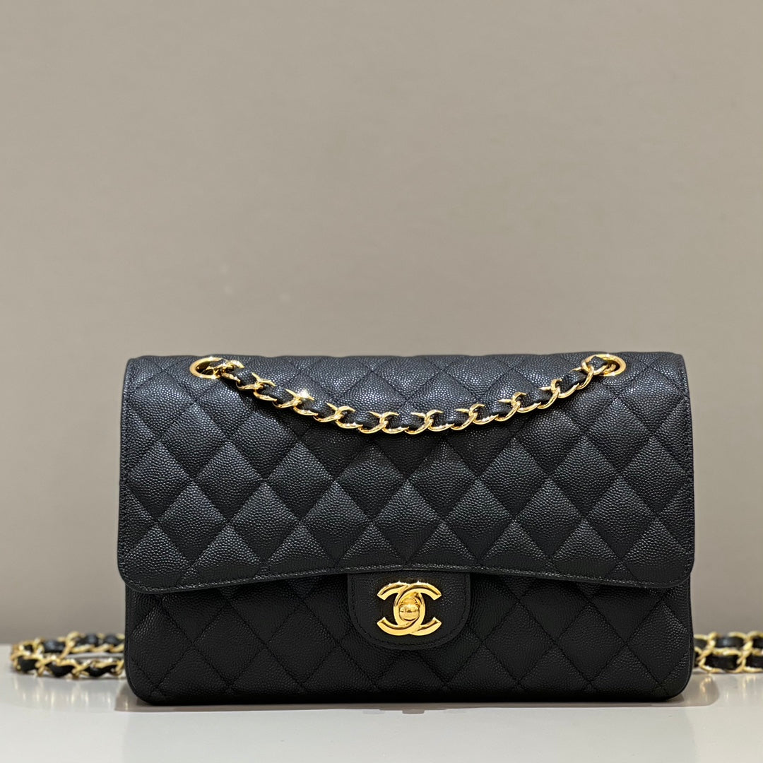 CH CLASSIC 11.12 HANDBAG 25.5 Small Grained Calfskin Black