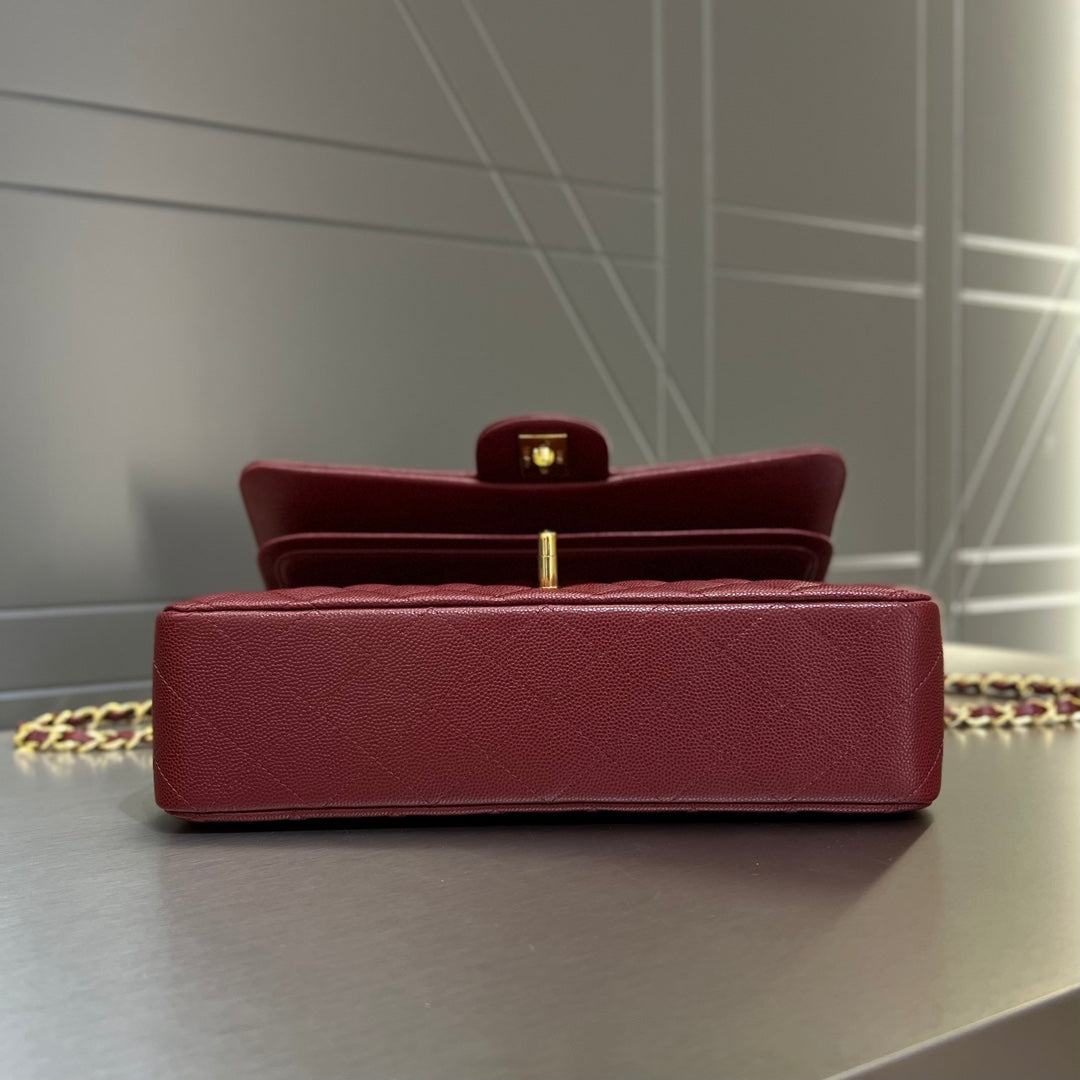 CH CLASSIC 11.12 HANDBAG 25.5 Small Grained Calfskin  Red Wine Color