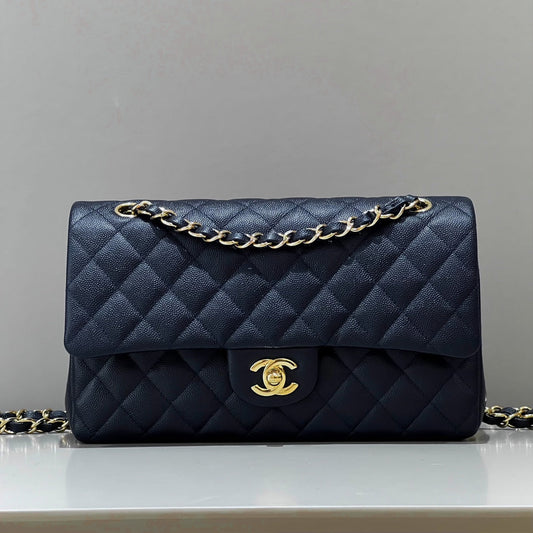 CH CLASSIC 11.12 HANDBAG 25.5 Small Grained Calfskin Dark Blue
