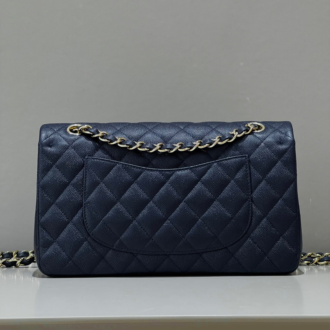CH CLASSIC 11.12 HANDBAG 25.5 Small Grained Calfskin Dark Blue