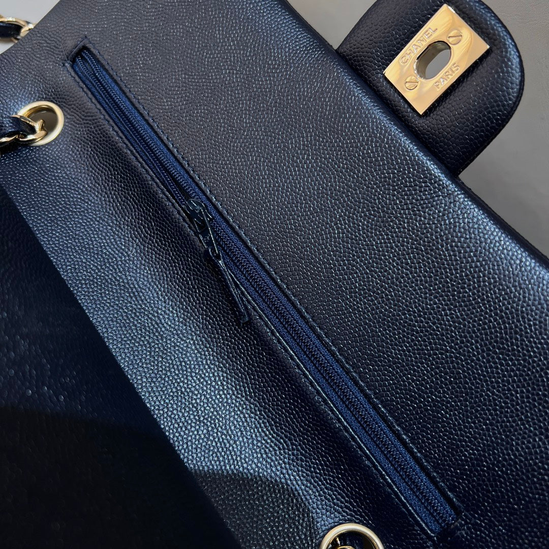 CH CLASSIC 11.12 HANDBAG 25.5 Small Grained Calfskin Dark Blue