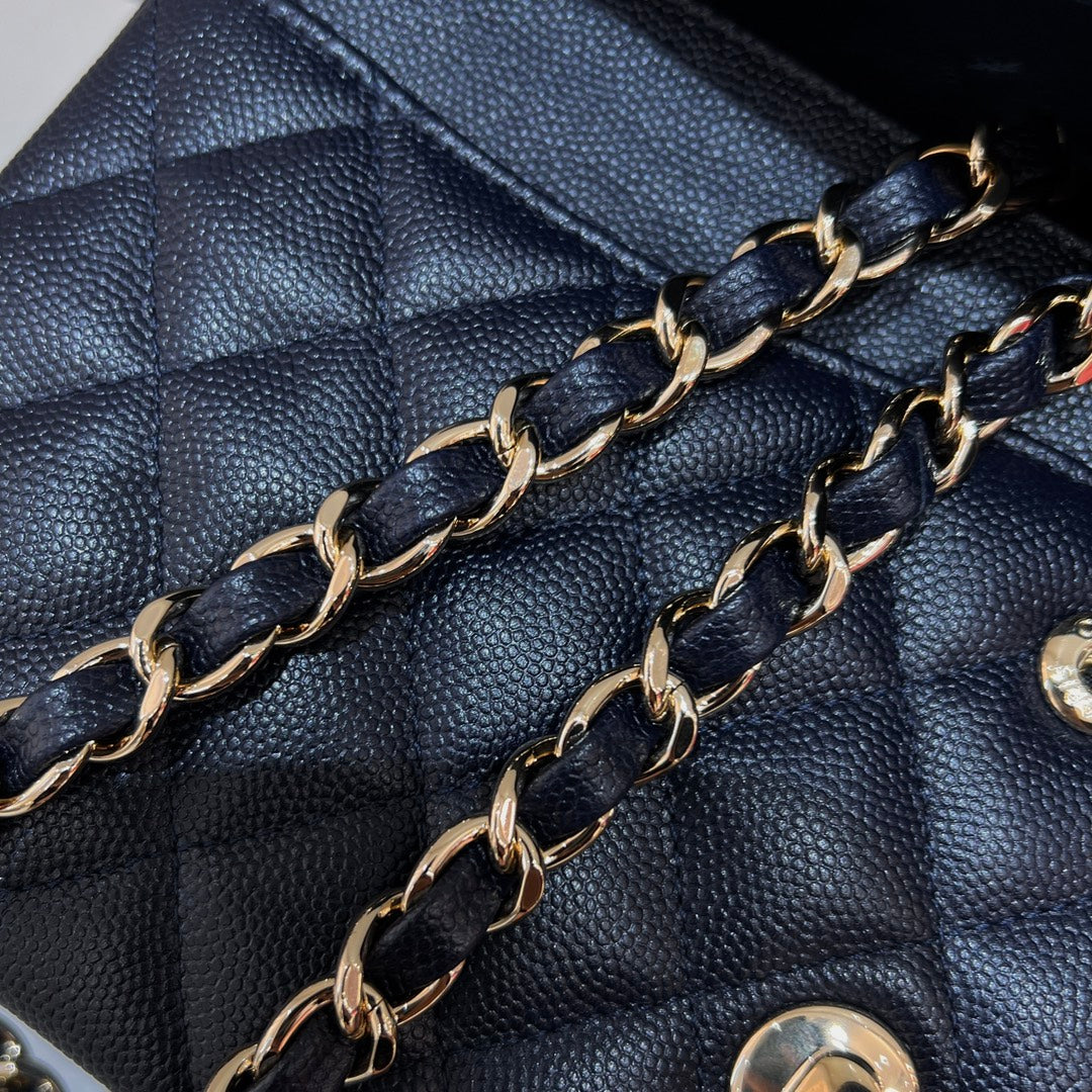 CH CLASSIC 11.12 HANDBAG 25.5 Small Grained Calfskin Dark Blue