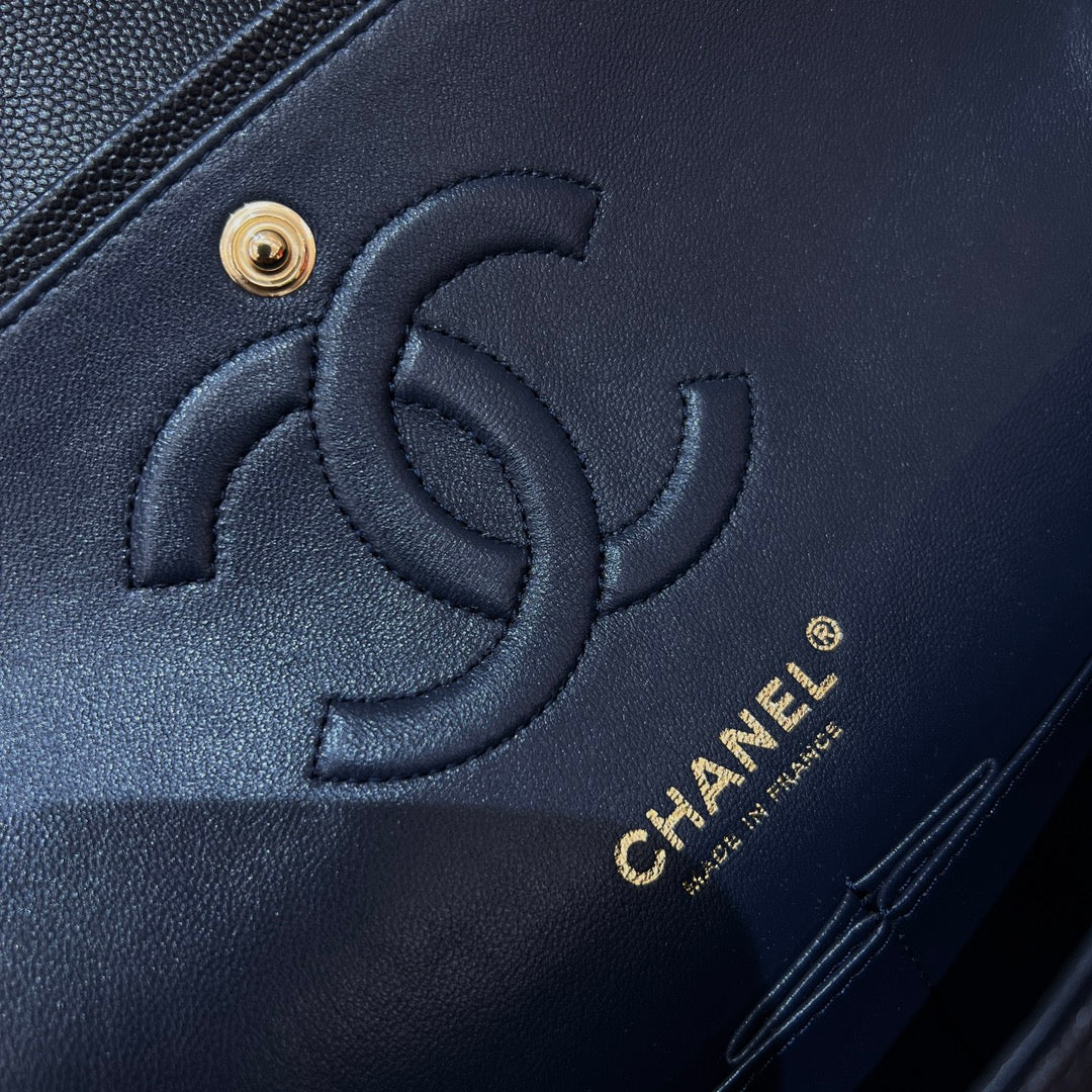 CH CLASSIC 11.12 HANDBAG 25.5 Small Grained Calfskin Dark Blue