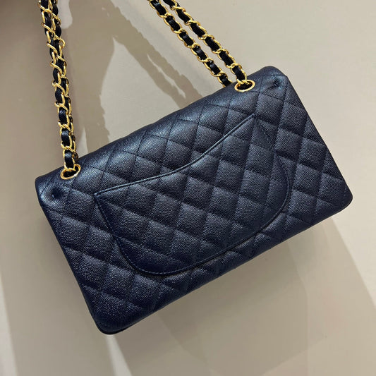 CH CLASSIC 11.12 HANDBAG 25.5 Small Grained Calfskin Dark Blue