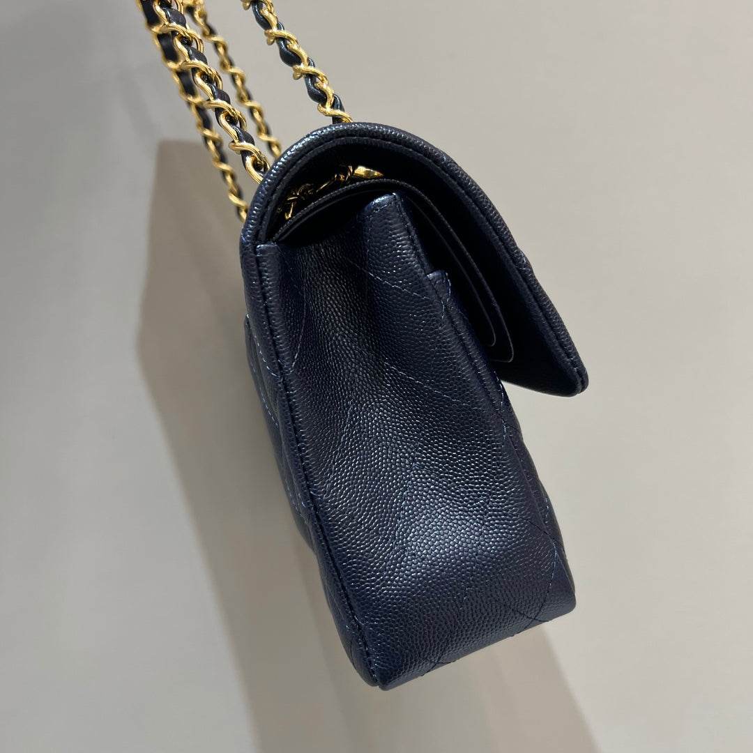 CH CLASSIC 11.12 HANDBAG 25.5 Small Grained Calfskin Dark Blue