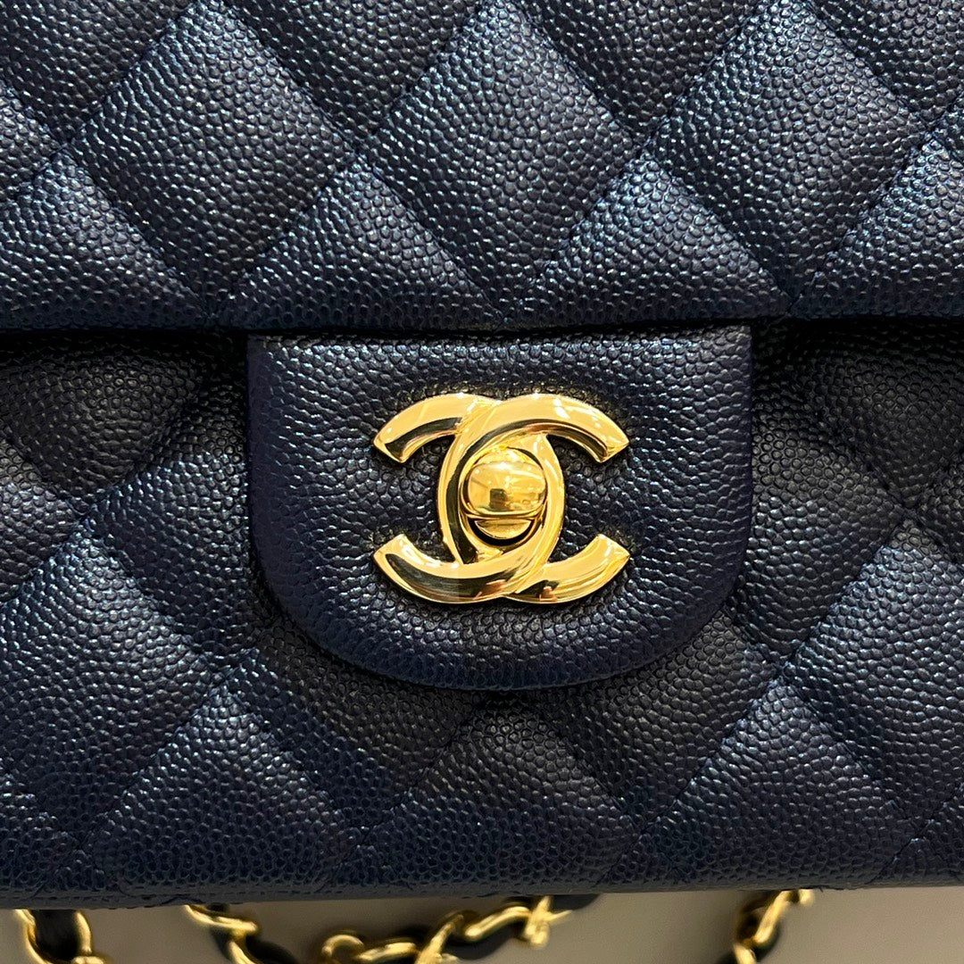 CH CLASSIC 11.12 HANDBAG 25.5 Small Grained Calfskin Dark Blue