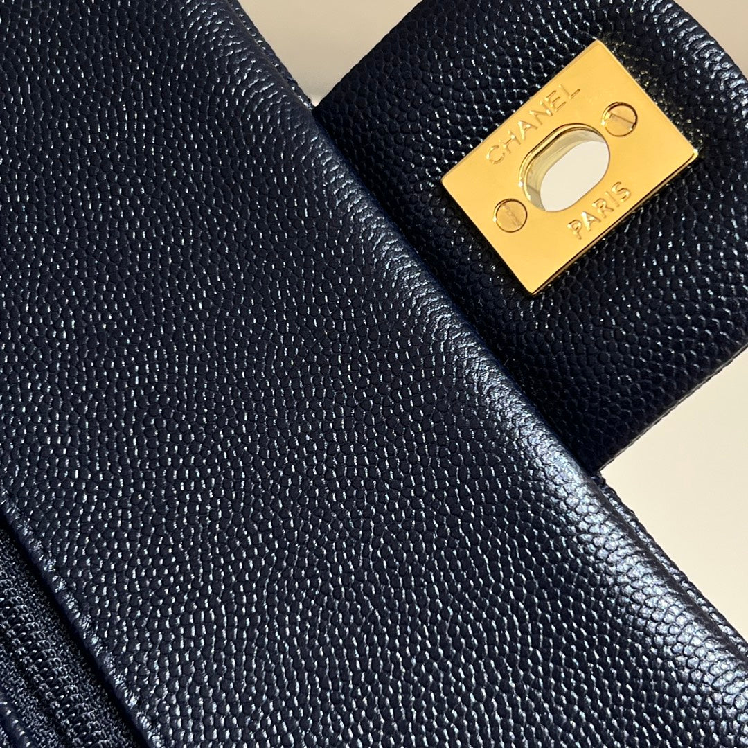 CH CLASSIC 11.12 HANDBAG 25.5 Small Grained Calfskin Dark Blue