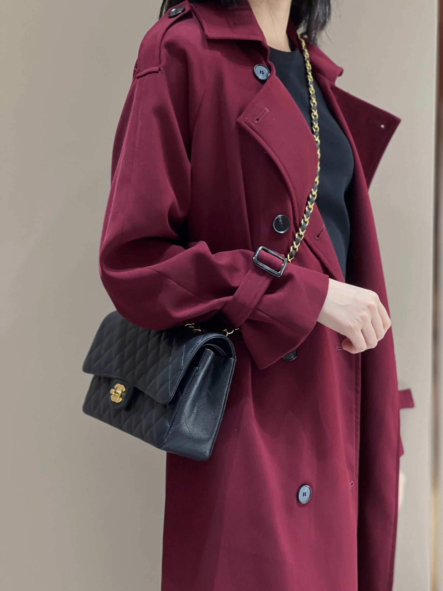 CH CLASSIC 11.12 HANDBAG 25.5 Grained Calfskin Black